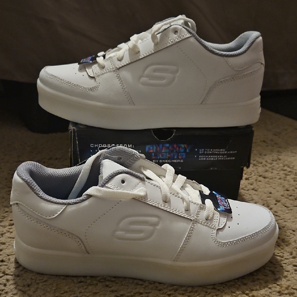 Skechers White and Gray Athletic Shoes